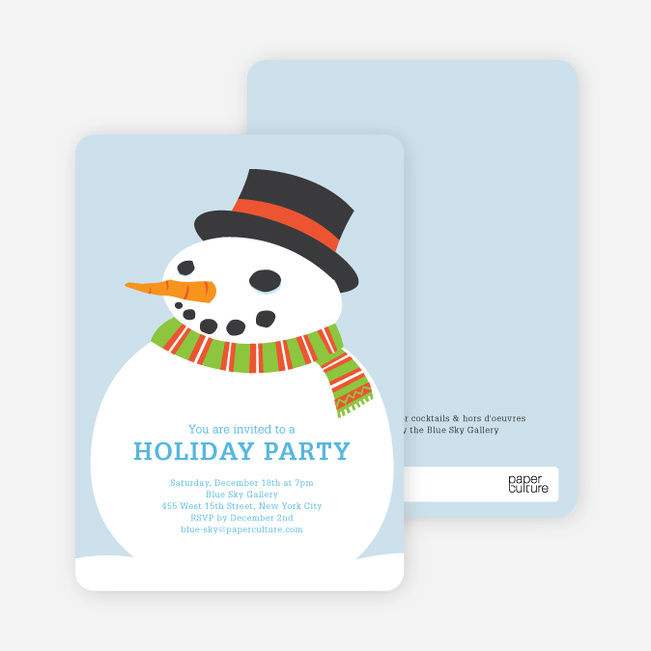 Fat Snowman Holiday Invitations - Powder Blue