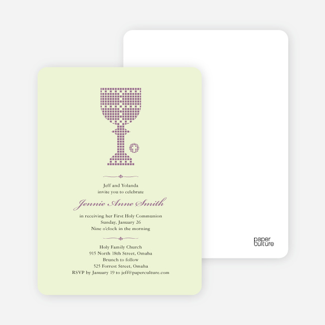 First Sacrament Chalice Holy Communion Invitation - Grape