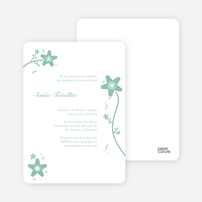 Floral Bridal Shower Invites - Sage