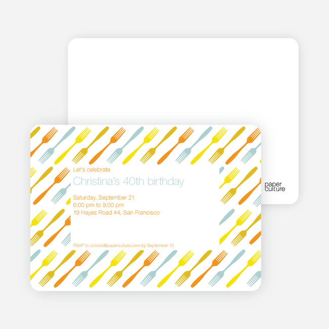 Fork Fork Fork Party Invitation - Tangerine Orange