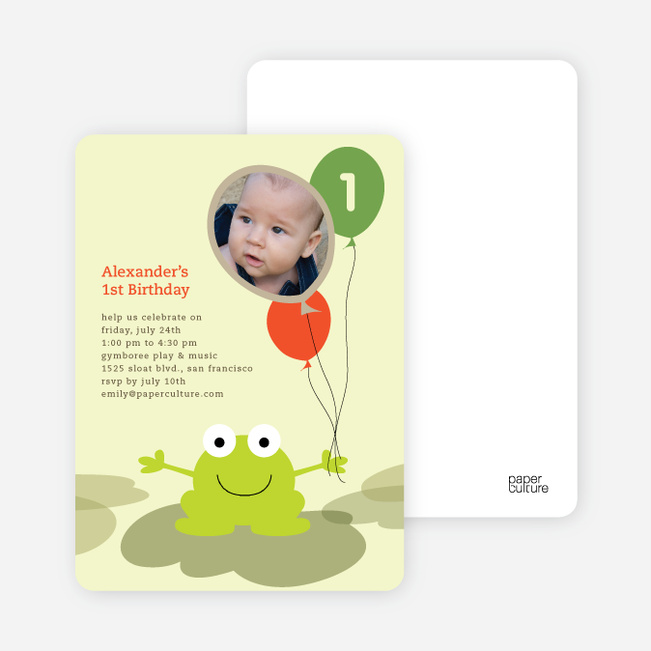 Frankie the Funky Frog Birthday Invitations - Sunset