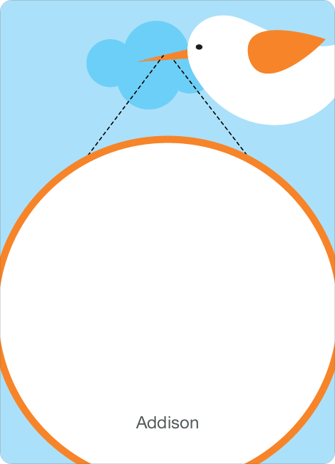 Note Cards: ‘Stork Baby Announcements’ cards. - Sky Blue