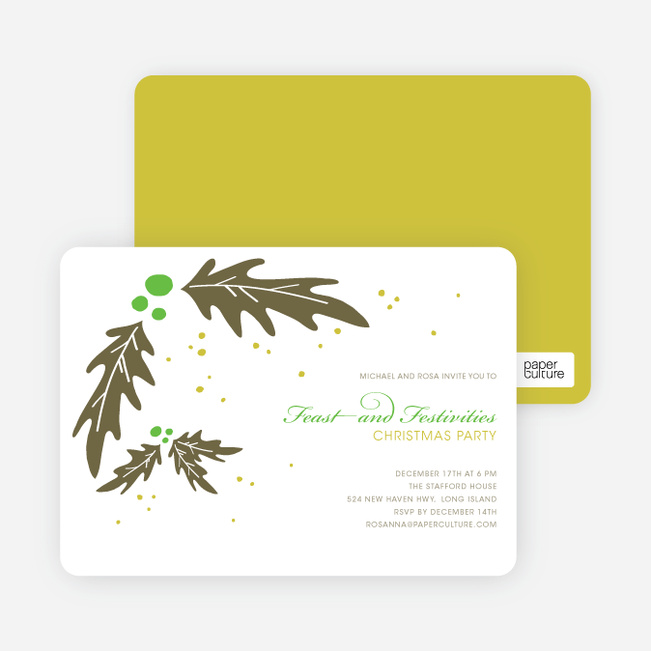 Holly Holiday Party Invitations - Basil