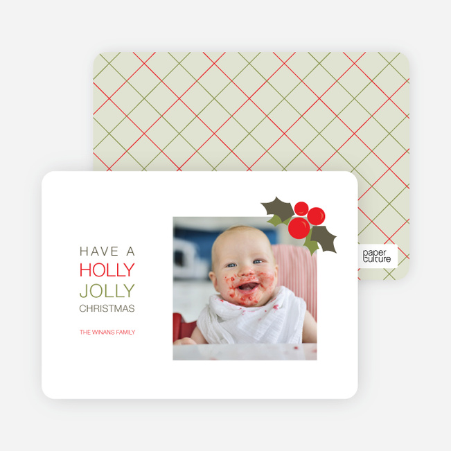Holly Jolly Christmas Holiday Photo Cards - Fire Engine Red