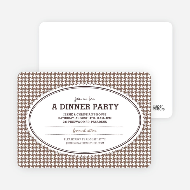 Houndstooth Party Invitations - Cappuccino