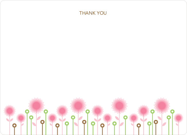 Thank You Card for Spirograph Flower Baby Shower Invitation - Hot Pink
