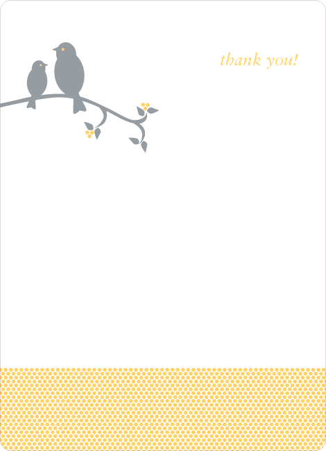 Thank You Card for Classic Bird Baby Shower Invitation - Apricot