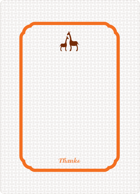 Thank You Card for Classic Giraffe Baby Shower Invitation - Carrot