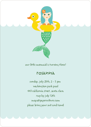 The Little Mermaid Birthday Invitation - Mint Green