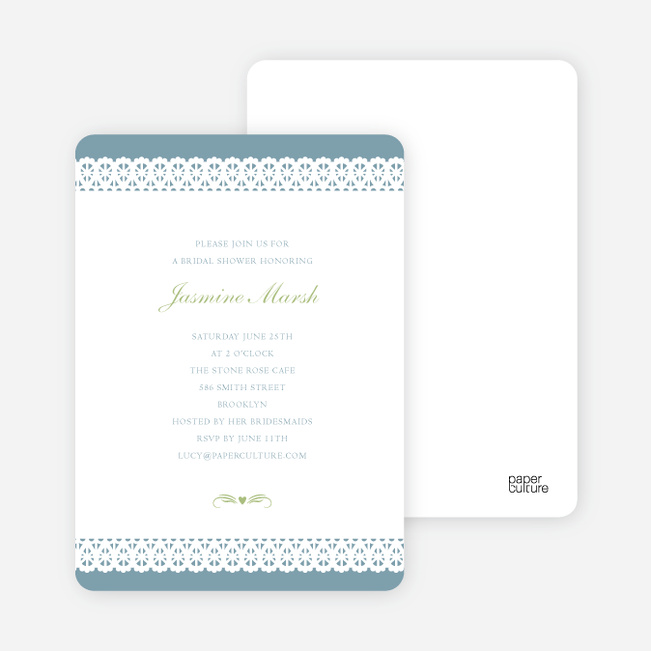 Lovely Lace Bridal Shower Invitations - Bridal Blue