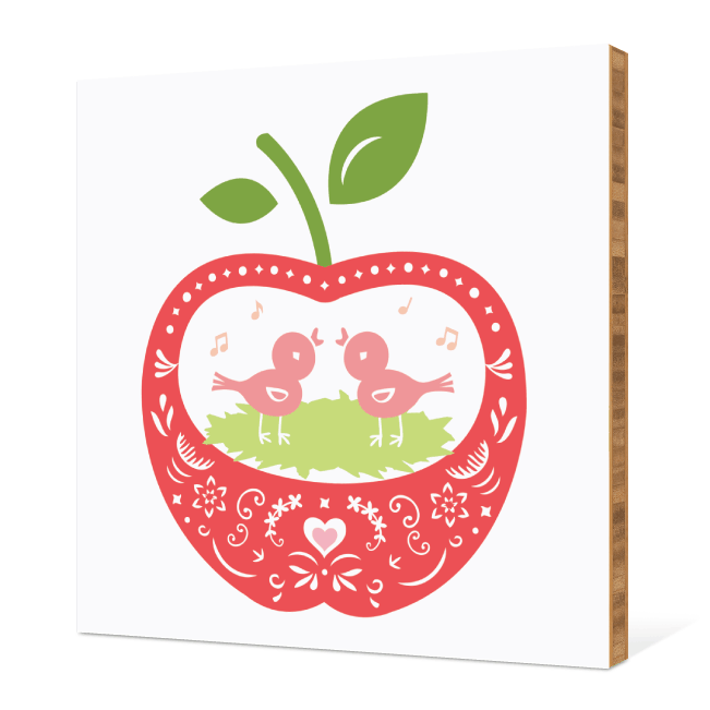 Appleseed Bird Tweets Bamboo Wall Art - Brick Red