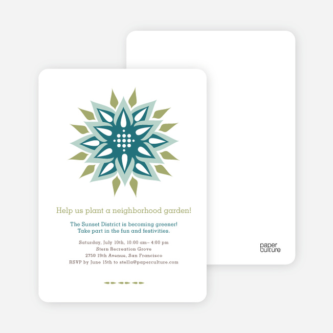 Modern Flower Garden Party Invitations - Teal