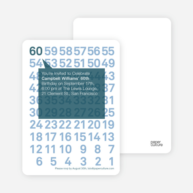 Modern Sixtieth Birthday Party Invitations - Teal