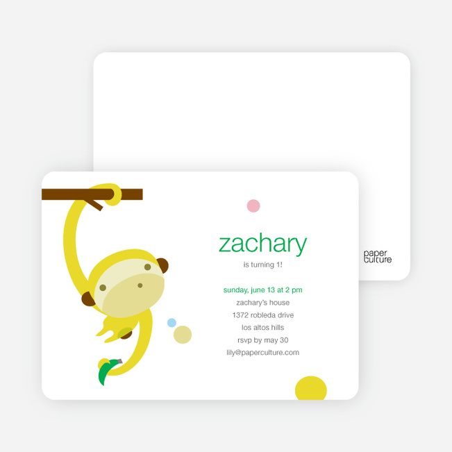 Monkey Business Modern Birthday Invitation - Maize