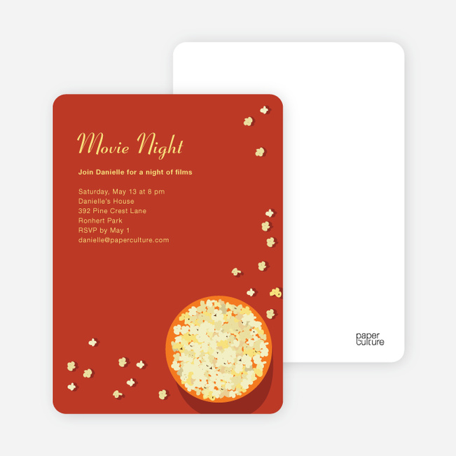 Movie Night Party Invitations - Cinnamon