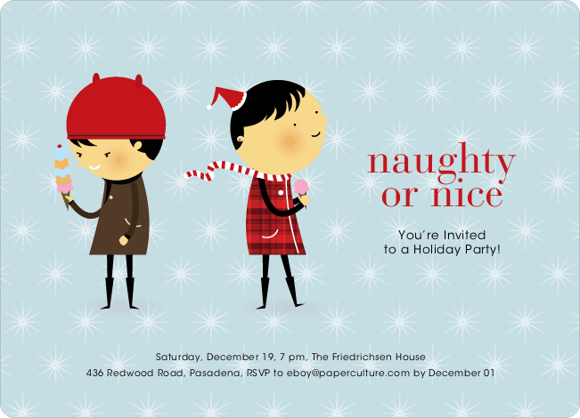 Naughty or Nice Holiday Party Invitations - Glacier