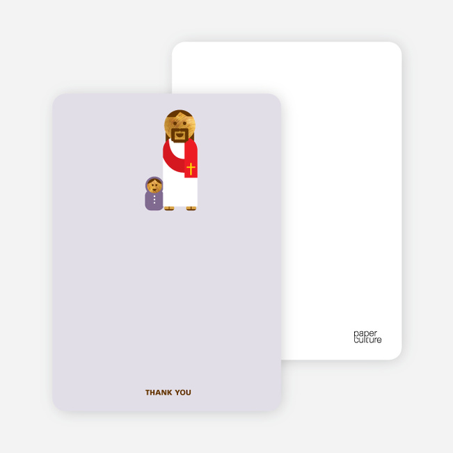 Note Cards: ‘Jesus and Baby Baptism Invitation’ cards. - Pale Purple