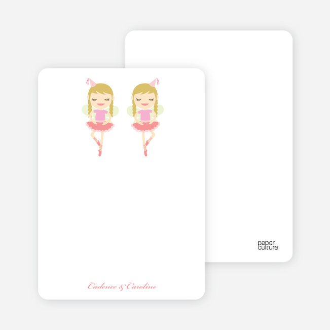 Notecards for the ‘Twin Ballerinas’ cards. - Salmon