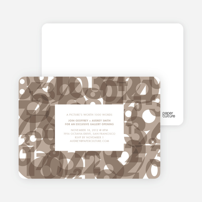 Number Chaos Party Invitations - Almond