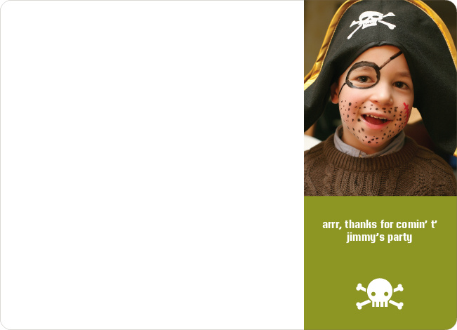 Thank You Card for Shiver Me Timbers Pirate Birthday Invitation - Olive