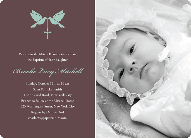 Dove and the Holy Spirit Baptism Invitations - Pale Blue