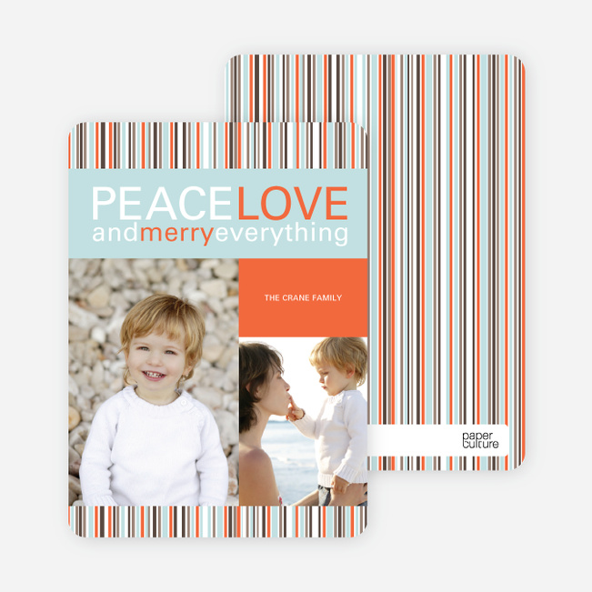 Peace Love and Merry Everything Holiday Photo Cards - Carrot