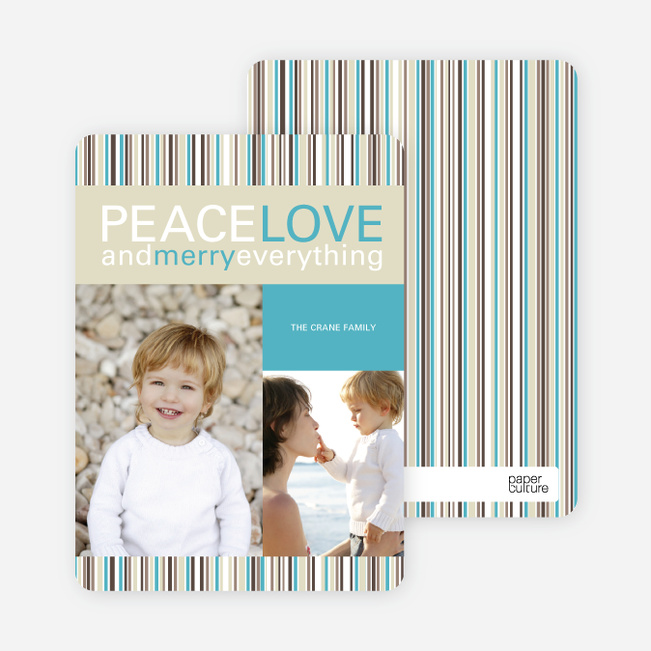 Peace Love and Merry Everything Holiday Photo Cards - Mystic Blue
