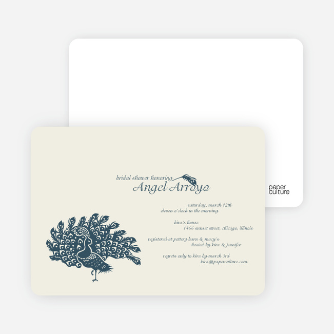 Peacock Bridal Shower Invitations - Slate Blue