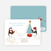 Penguin Lights Holiday Invitations - Mystic Blue