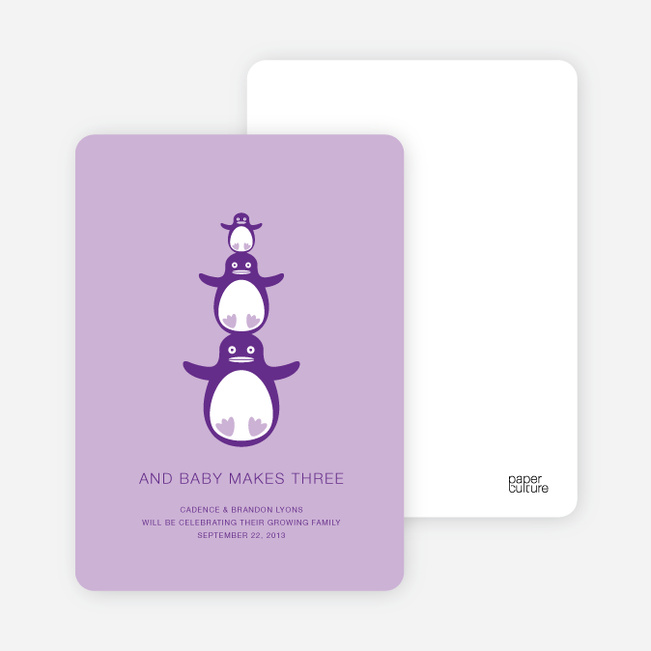 Penguin Pregnancy Announcements - Lavender Petal