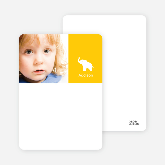 Personal Stationery for Ernie the Elephant’s Modern 2nd Birthday Invitations - Lemon Yellow