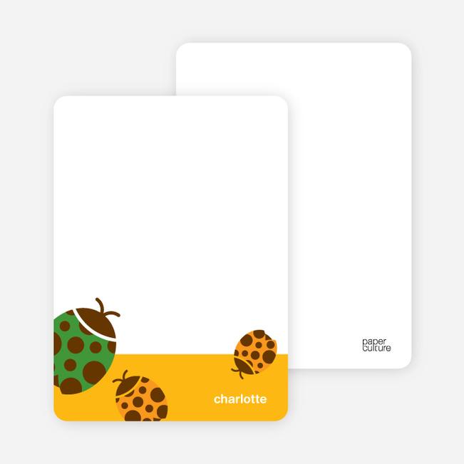 Personal Stationery for Orange Ladybug Modern Birthday Invitation - Papaya