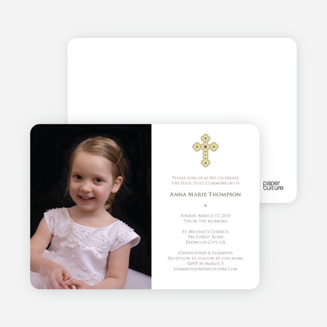 Photo Card First Holy Communion Invitations - White