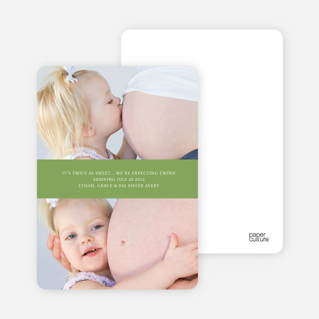 Photo Sandwich Pregnancy Cards - Green Tea