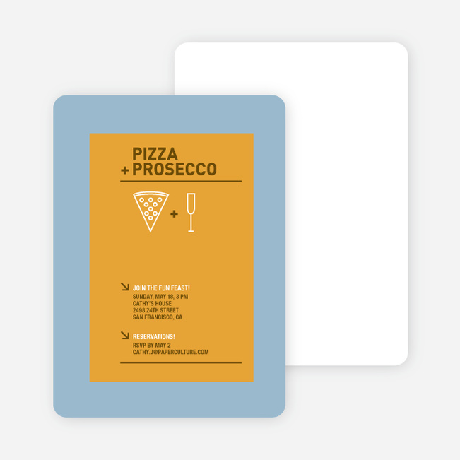 Pizza and Prosecco Party Invitations - Pumpkin