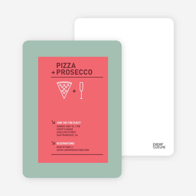 pizza and prosecco party invitations paper culture