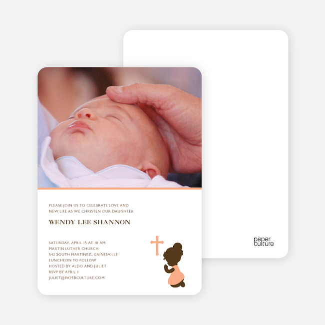 Prayers Answered Photo Baptism Card - Pale Orange