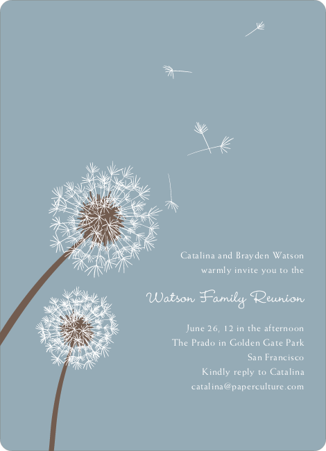 Dandelion Party Invitations - Mystic Blue