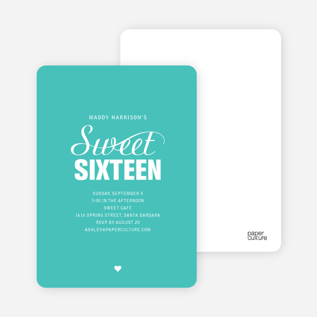 Script Sixteen Invitations - Aqua