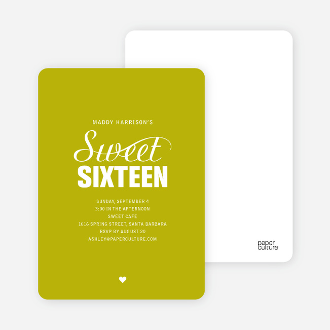 Script Sixteen Invitations - Olive