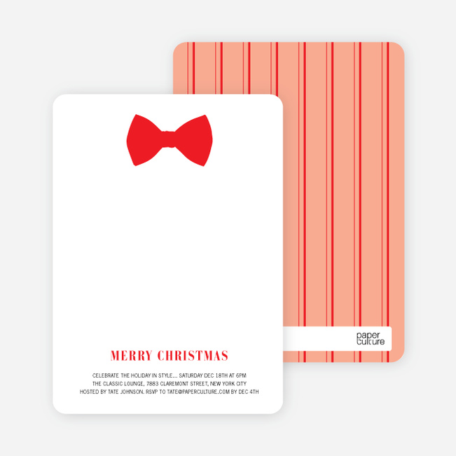 Serious Bowtie Holiday Invitations - Tomato Red