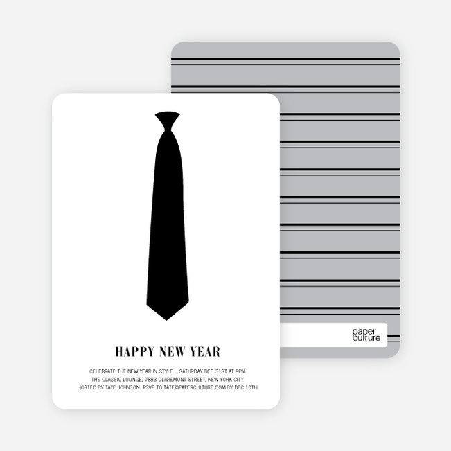 Serious Tie Holiday Invitations - Ebony