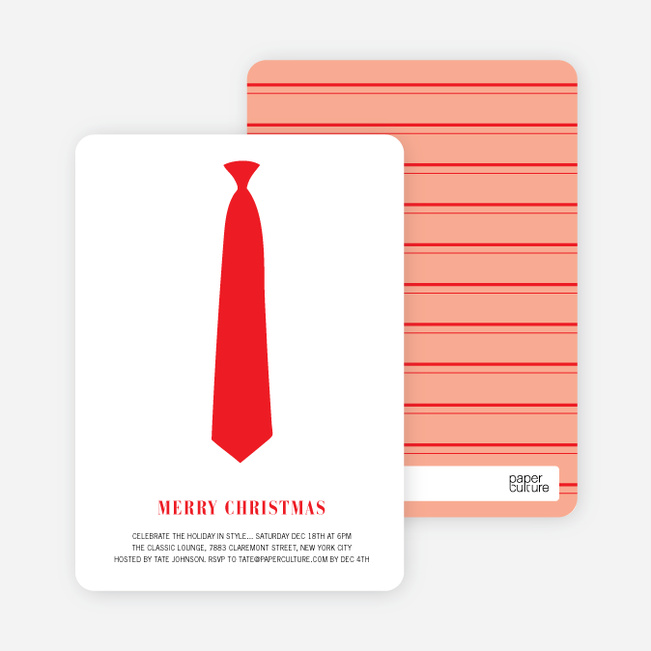 Serious Tie Holiday Invitations - Tomato Red