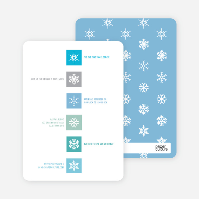 Snowflake Blocks Holiday Invitations - Cadet Blue