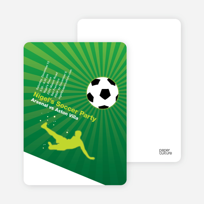 Soccer Party Invitation - Flourescent Green