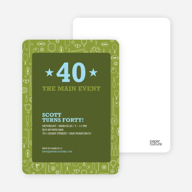 Sports Mania Party Invitations - Khaki Green