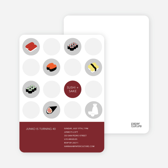 Sushi Celebration Card - Dark Red