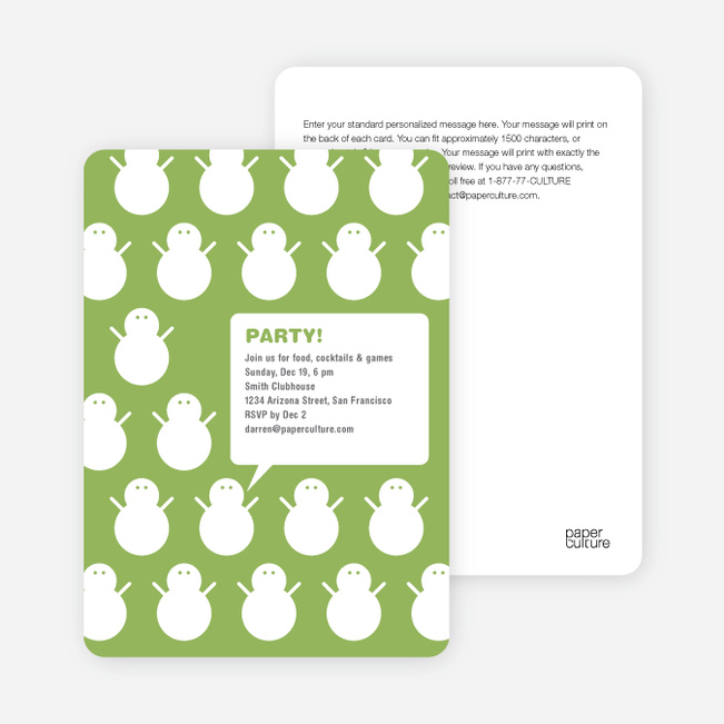 Talking Snowmen Holiday Party Invitations - Absinthe