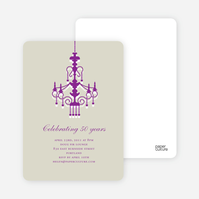 Traditionally Chic, Chandelier Party Invitations - Grape