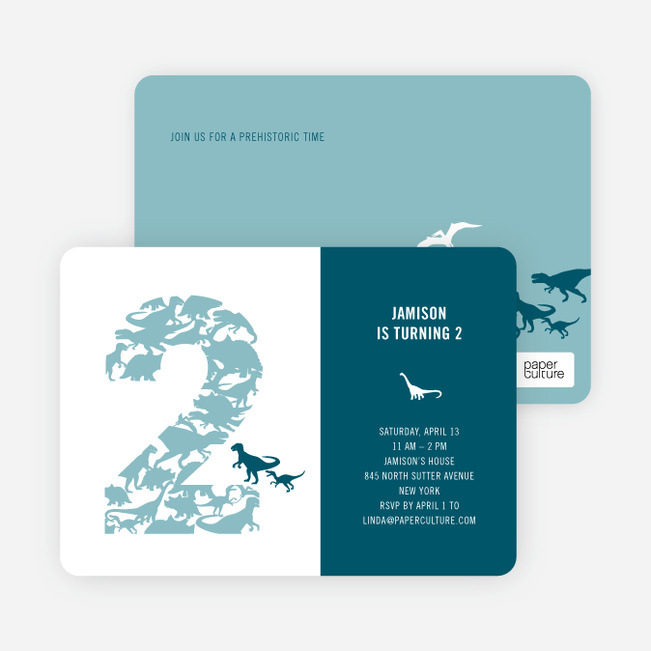 Ultimate Dinosaur Invitation - Baby Blue